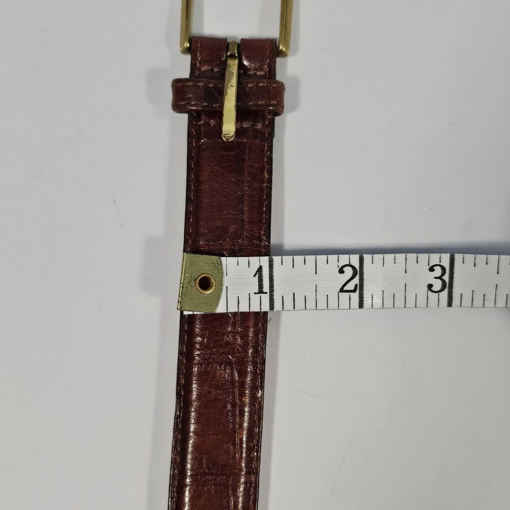 Martin Dingman Men 36 Alligator Grain Calfskin Belt Solid Brass Buckle Brown USA - Picture 7 of 7